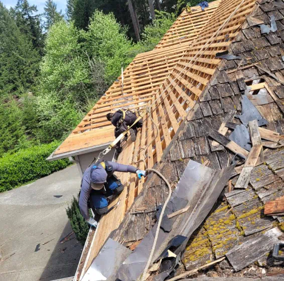 client photo preparing for roof repair